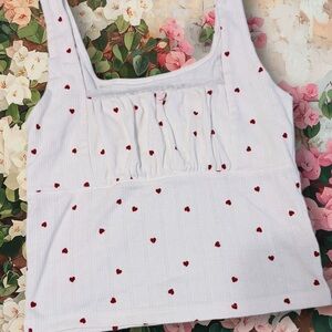 Aeropostale White Camisole with Red Heart Design